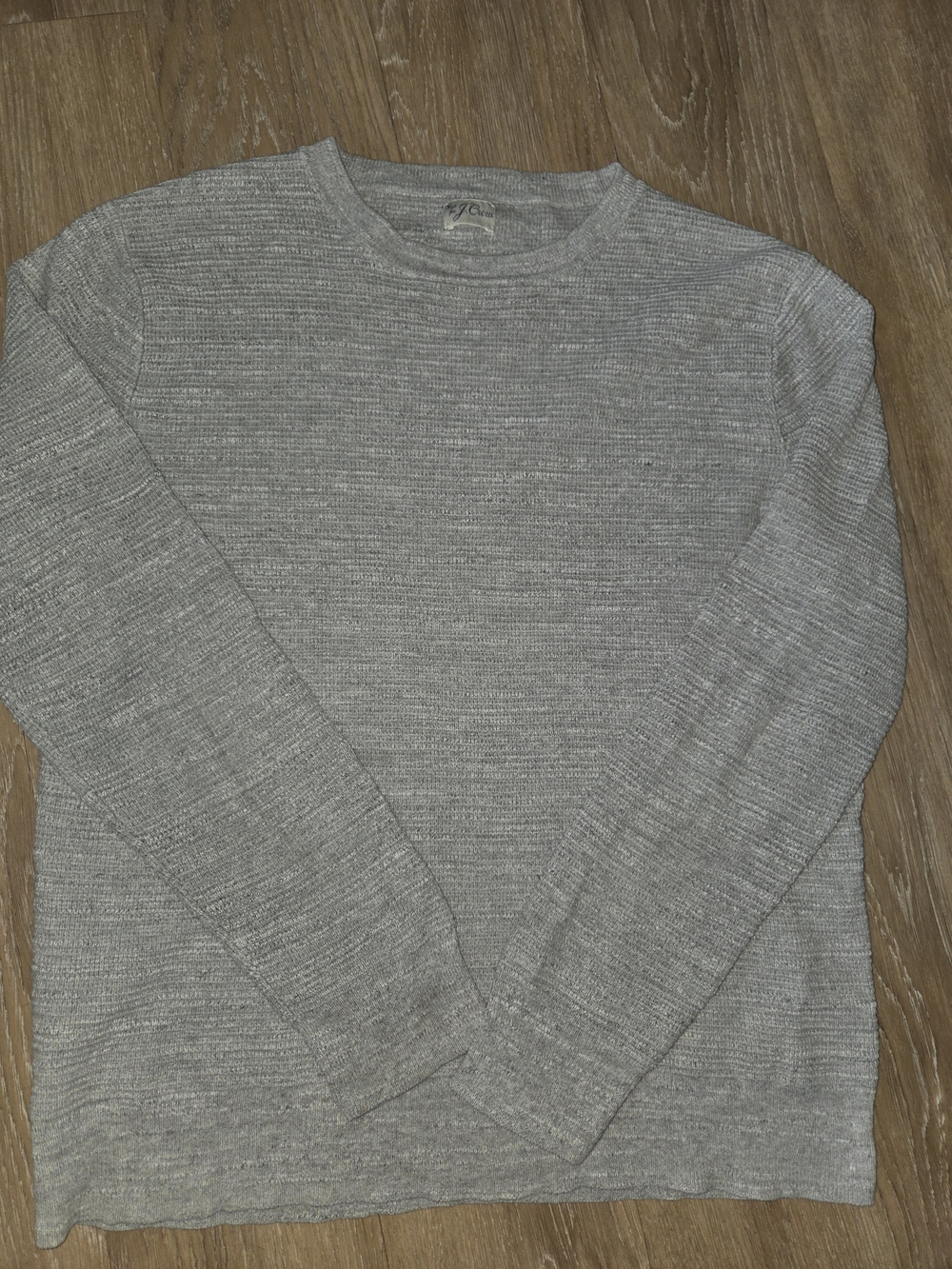 J. Crew Henley Cotton Men's Light Gray Crewneck Long Sleeve Shirt Sz M Thick